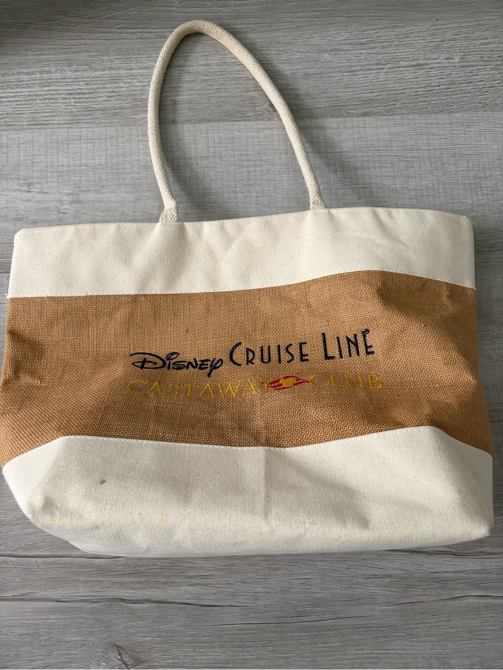 Disney Cruise Line Two-Tone Canvas Tote in White and Tan